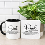 Dad Definitions Mug, Father's Day mug gift, mug for Father's Day, Dad definitions black mug