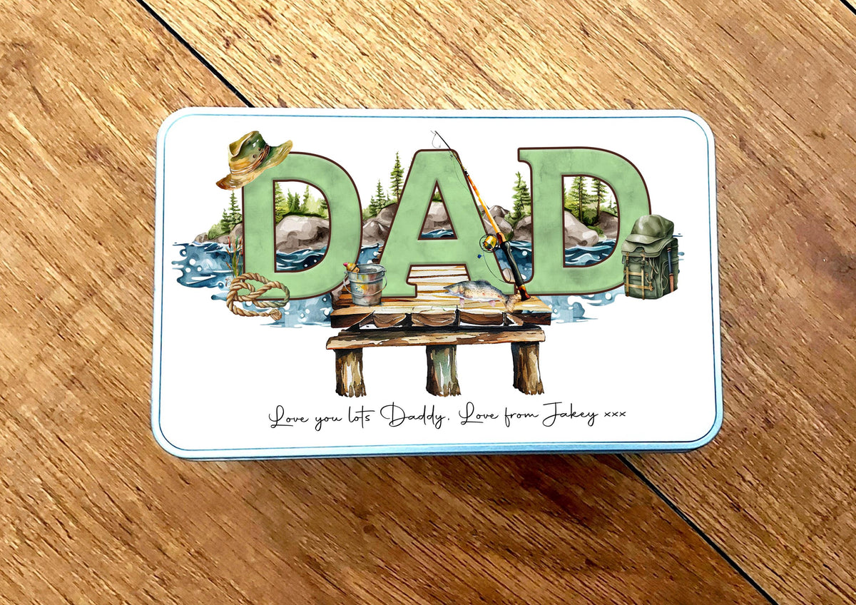Personalised Dad fishing tin