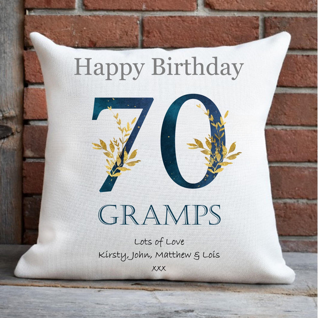 Personalised 70th Birthday Cushion for Dad, 70th Birthday cushion, 70th birthday gift for Grandad