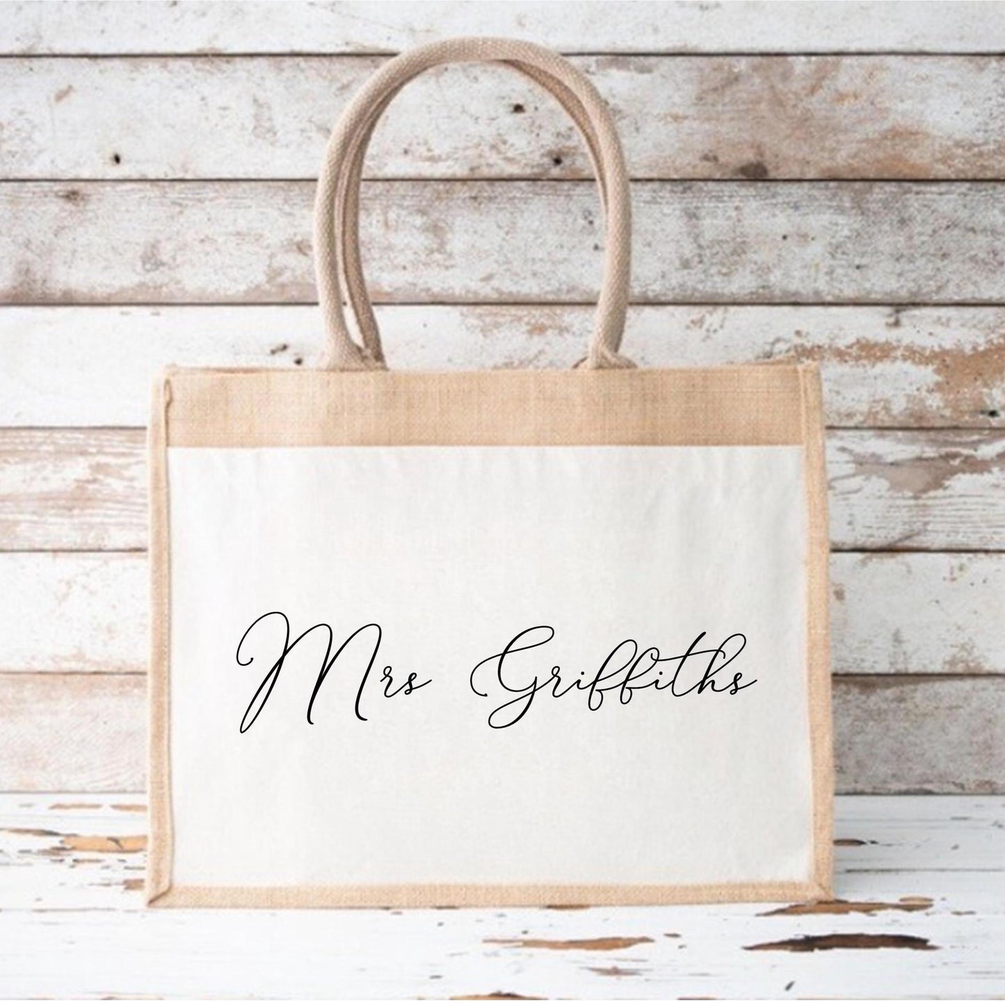 Personalised name Jute shopper bag, personalised Jute tote bag, Pocket Jute Shopper Bag, shopping bag