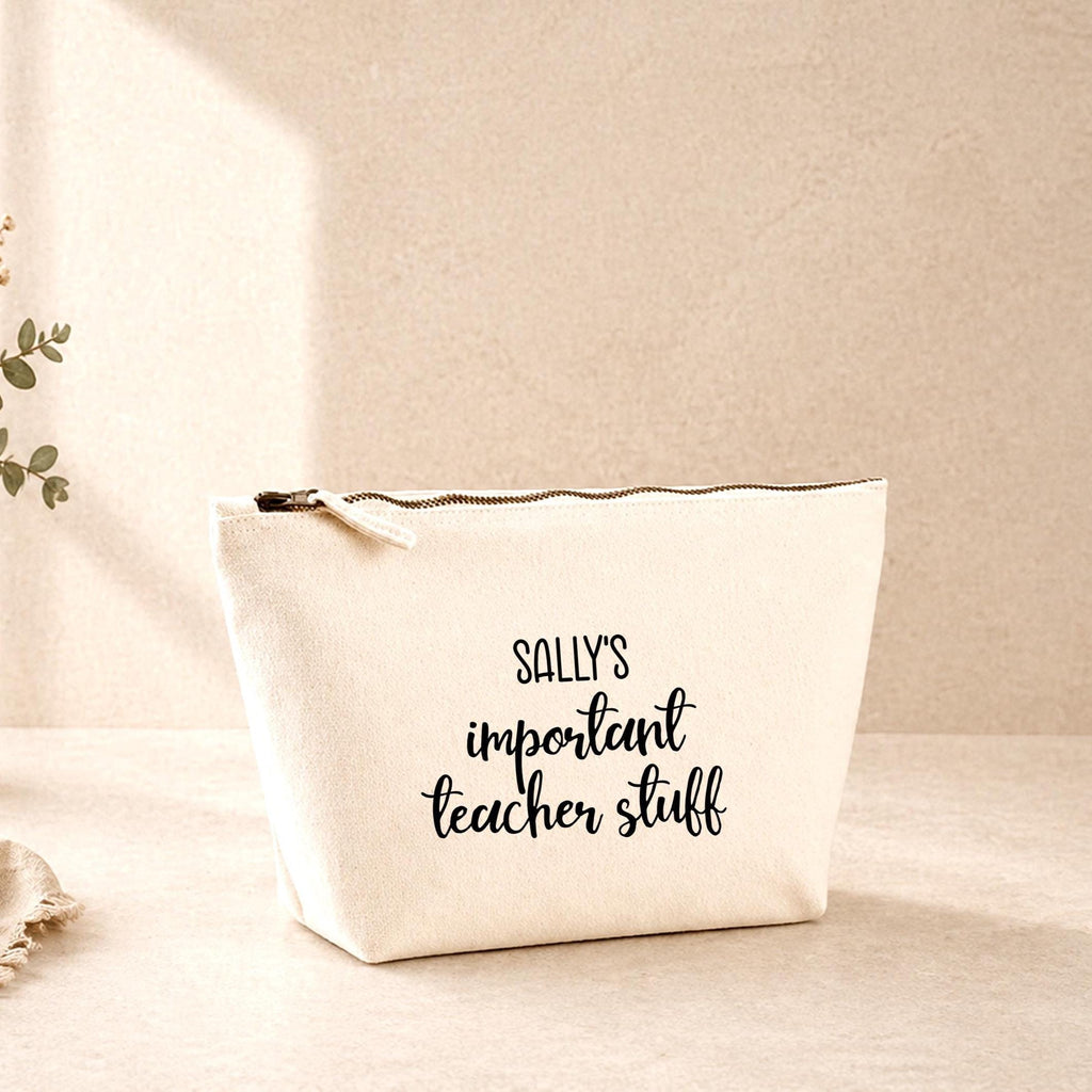 Personalised teacher pencil case, teacher accessory pouch, important teacher stuff bag, teacher gifts