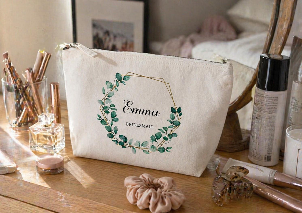 Eucalyptus Personalised Bridal Party Makeup Bag