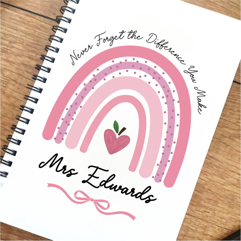 Personalised teacher rainbow Notebook: Rainbow Teacher Gift, end of term present for teacher, school gifts