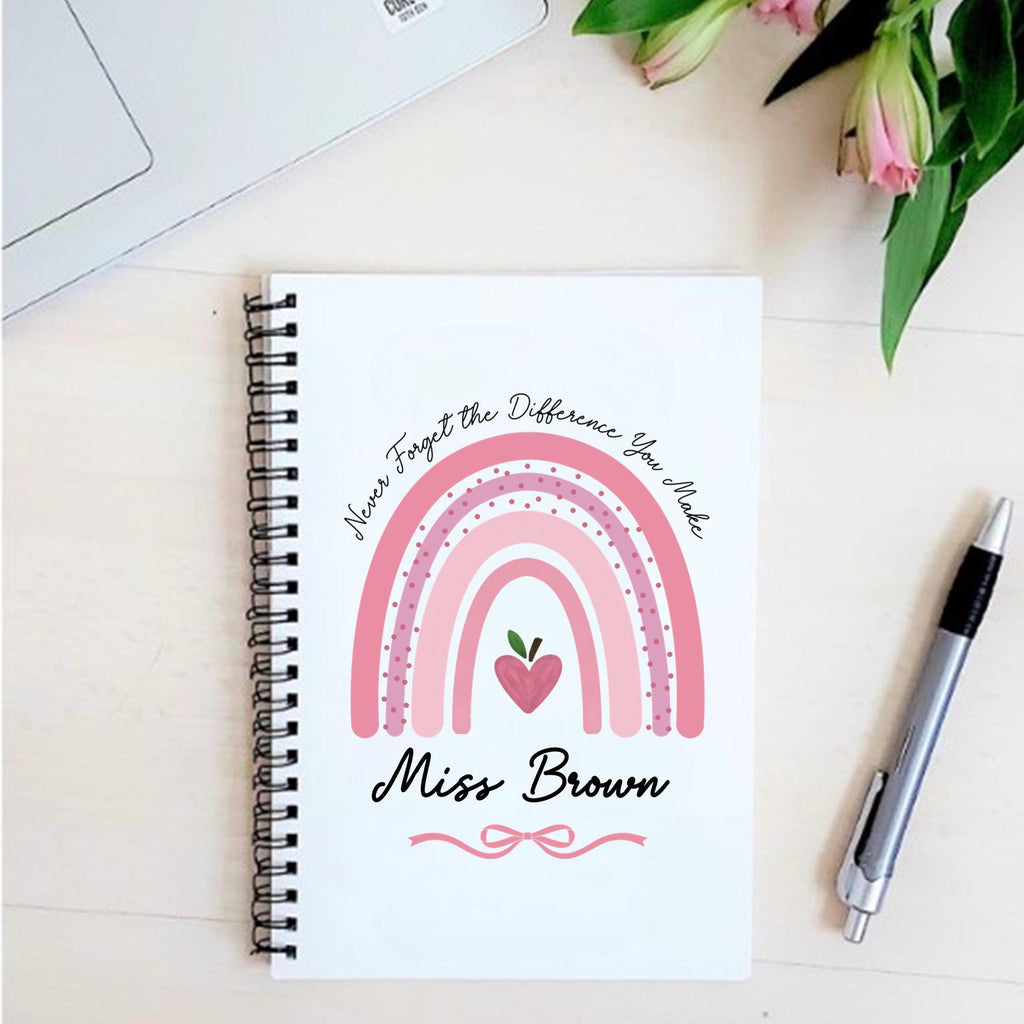 Personalised teacher rainbow Notebook: Rainbow Teacher Gift, end of term present for teacher, school gifts