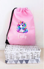 Personalised unicorn PE bag, personalised school bag, unicorn drawstring bag, girl's unicorn PE bag