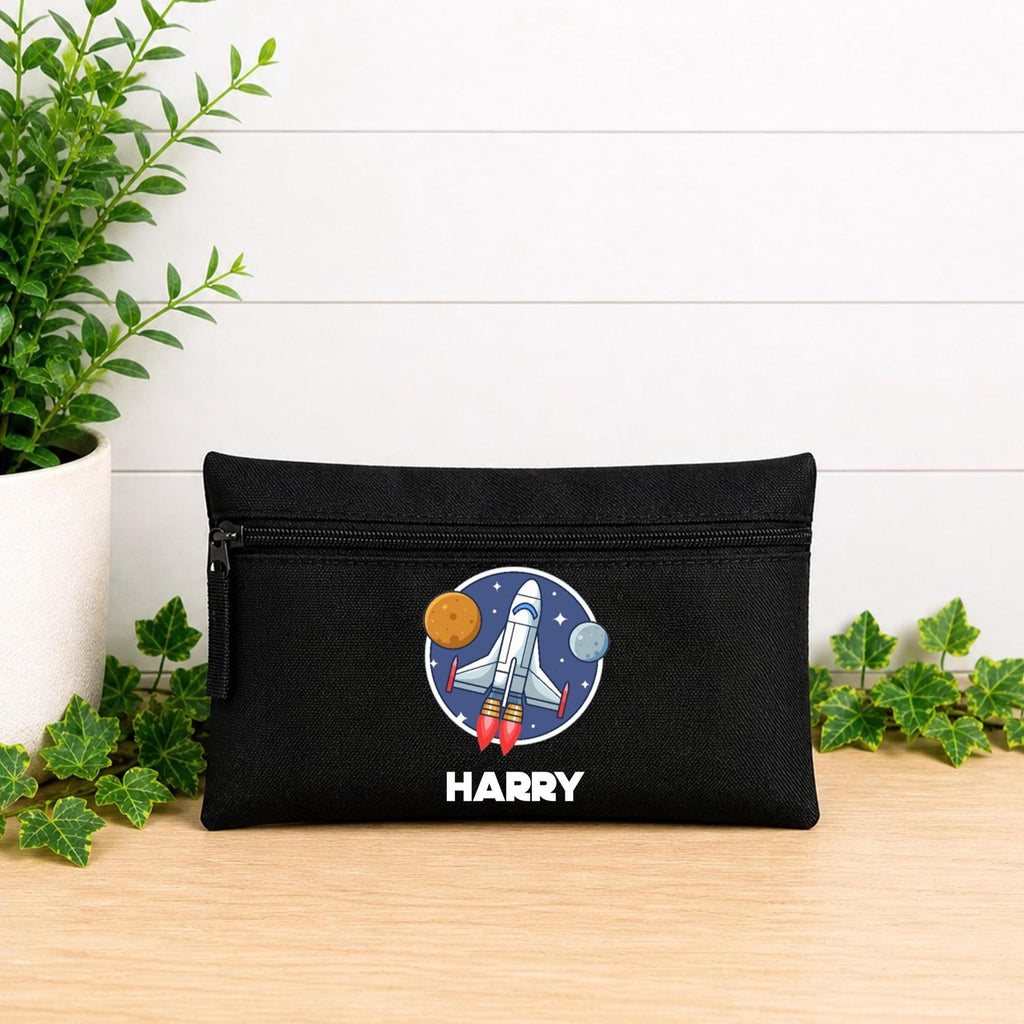 Personalised space rocket pencil case, child's pencil case,  navy blue rocket pencil case, personalised pencil case