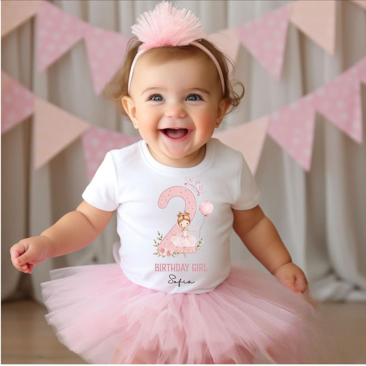 Personalised Ballerina Birthday T-Shirt: Choose your age (1-10)