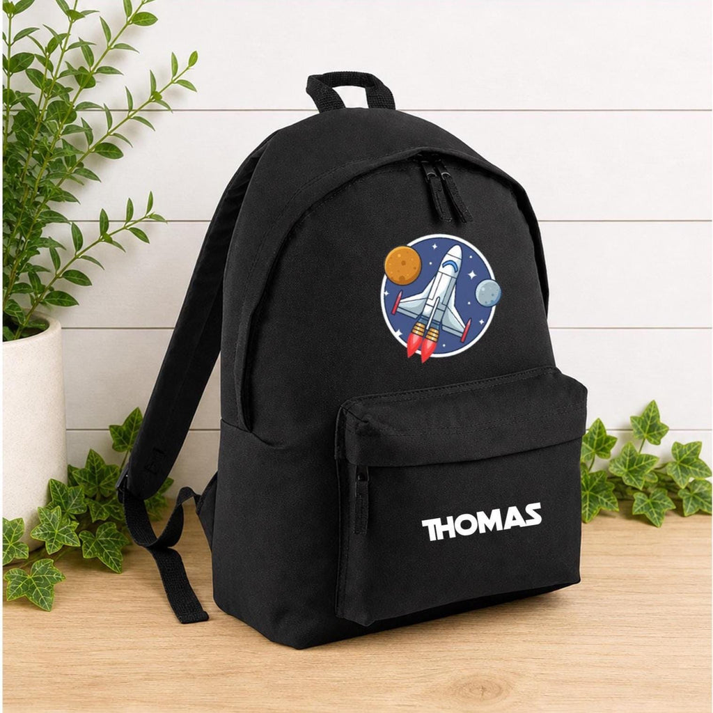 Personalised space theme school backpack, back to school kit, personalised space rocket bag