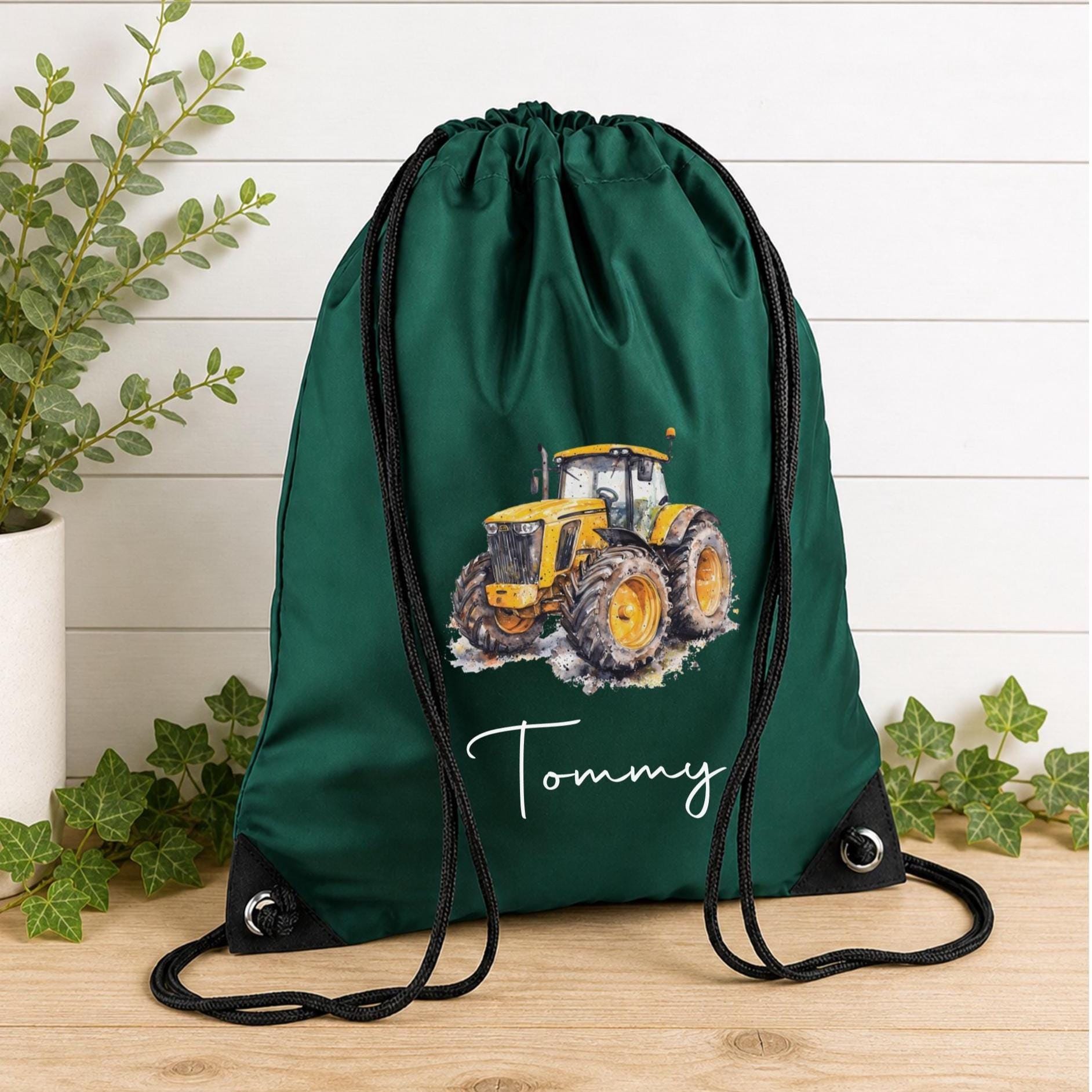 Personalised Tractor Drawstring Bag - choose your bag colour and tractor image
