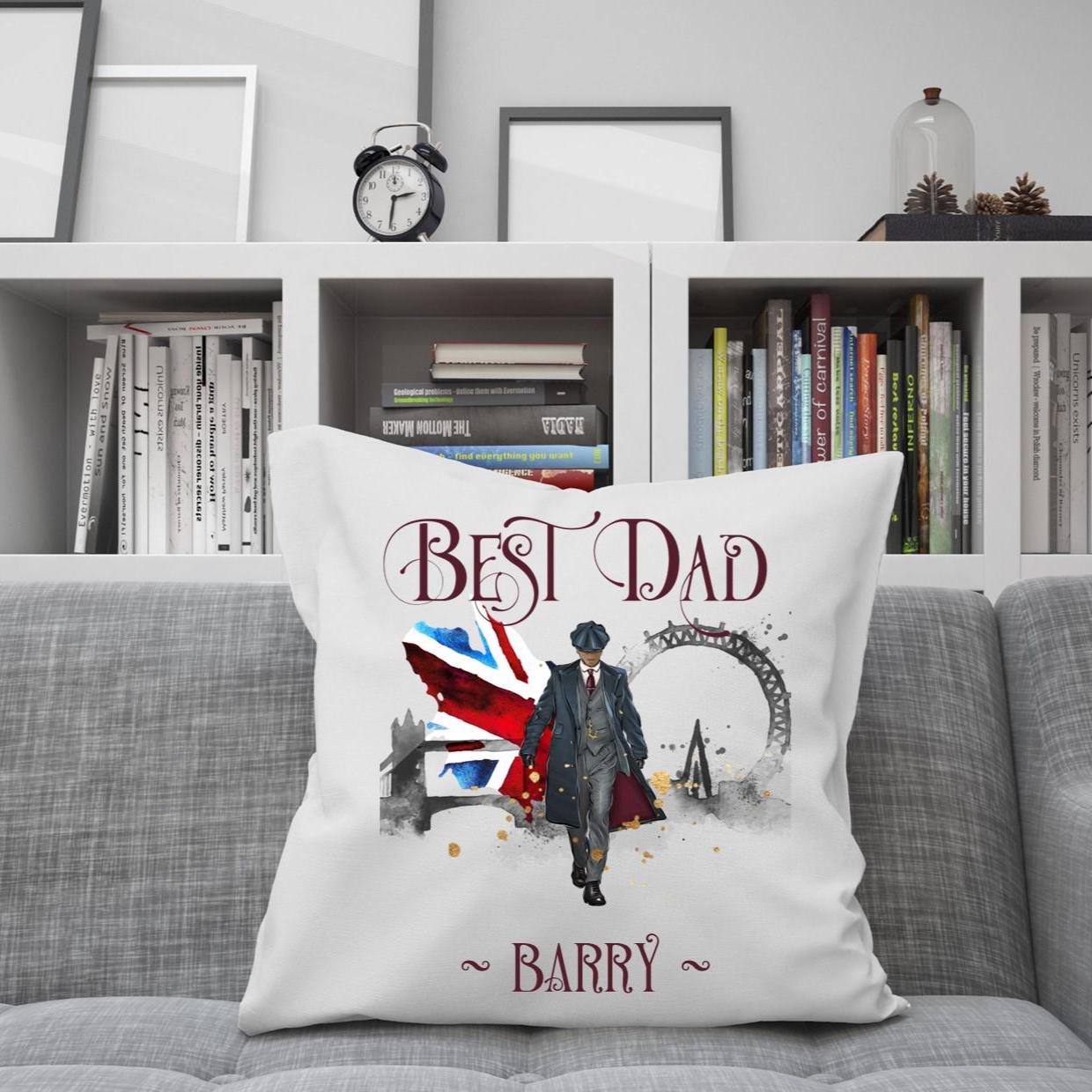 London themed Best Dad personalised cushion