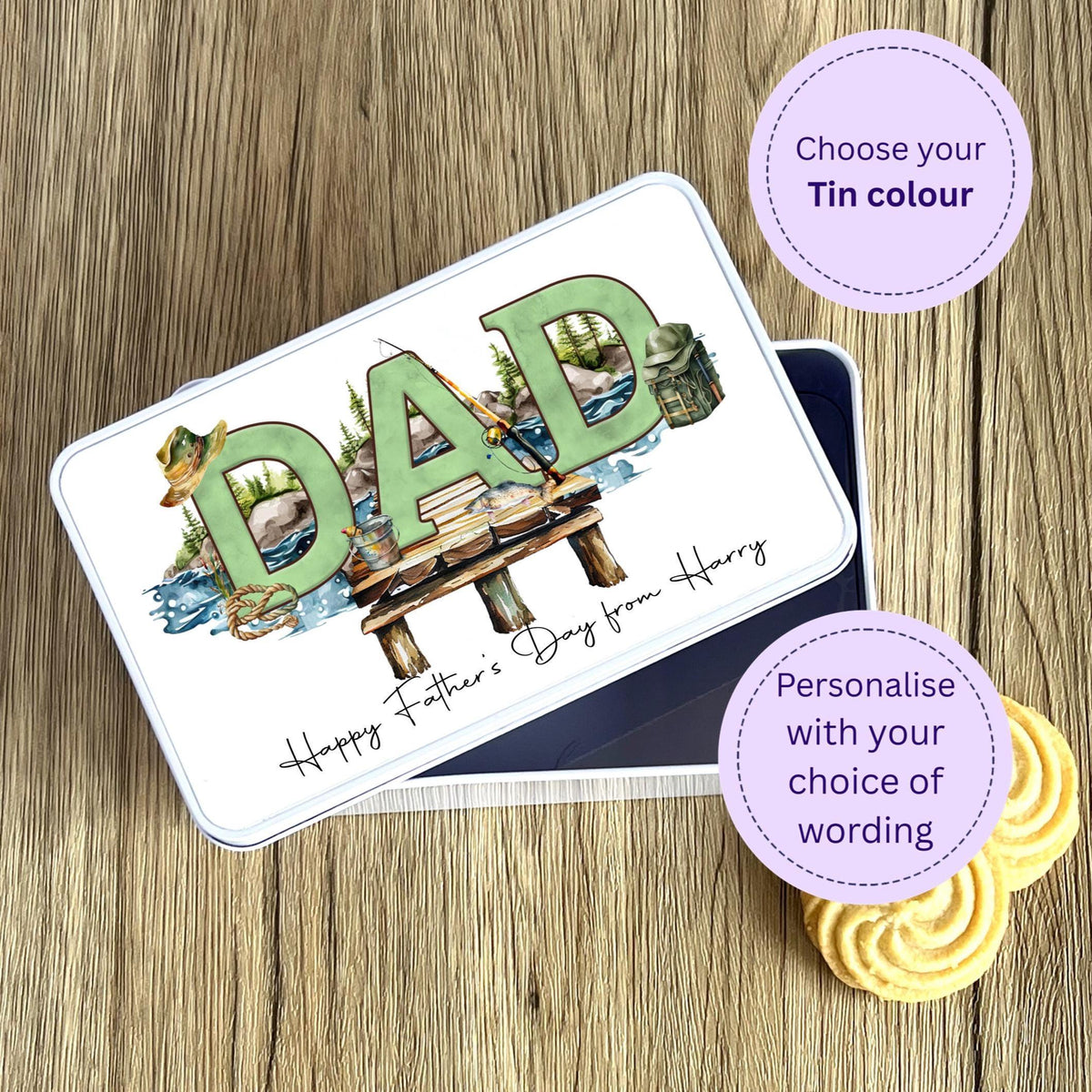 Personalised Dad fishing tin