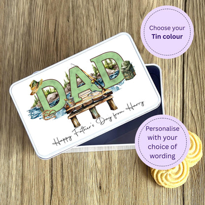 Personalised Dad fishing tin, Dad's fishing tin, personalised fishing gift, gift for Dad, fishing present, Father's Day gift for Dad