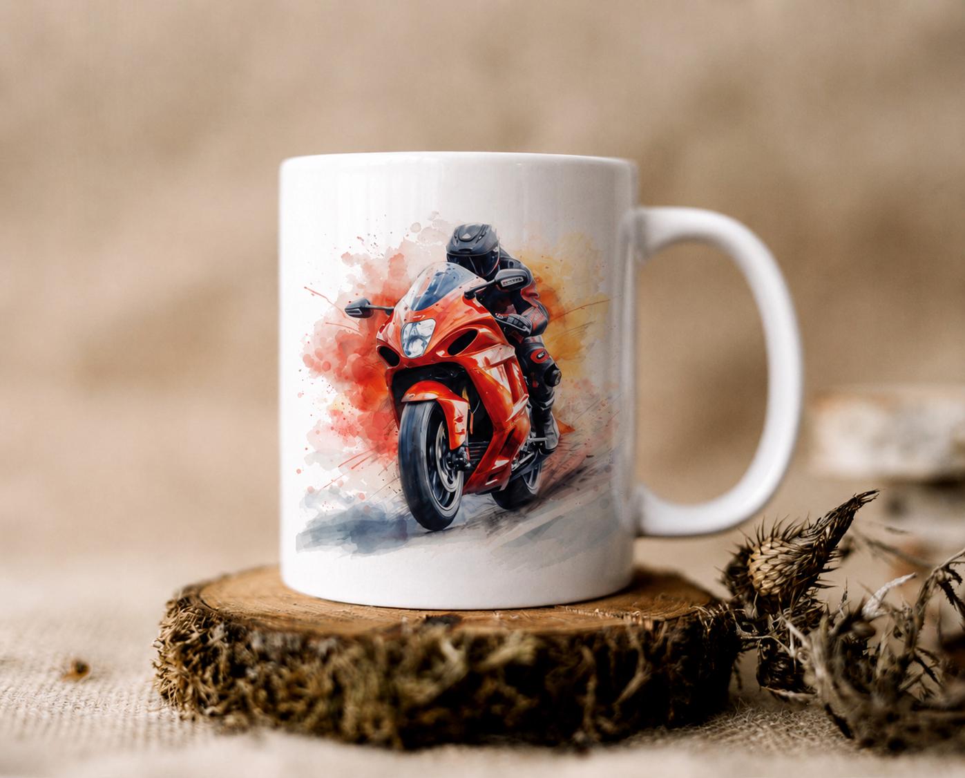 Personalised Motorbike Mug, Custom Superbike Gift, Biker gift, Dad Motorbike Father's Day Gift - choose your bike colour