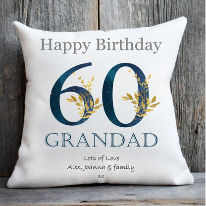 Personalised 60th Birthday Cushion for Dad, 60th Birthday cushion, 60th birthday gift for Grandad