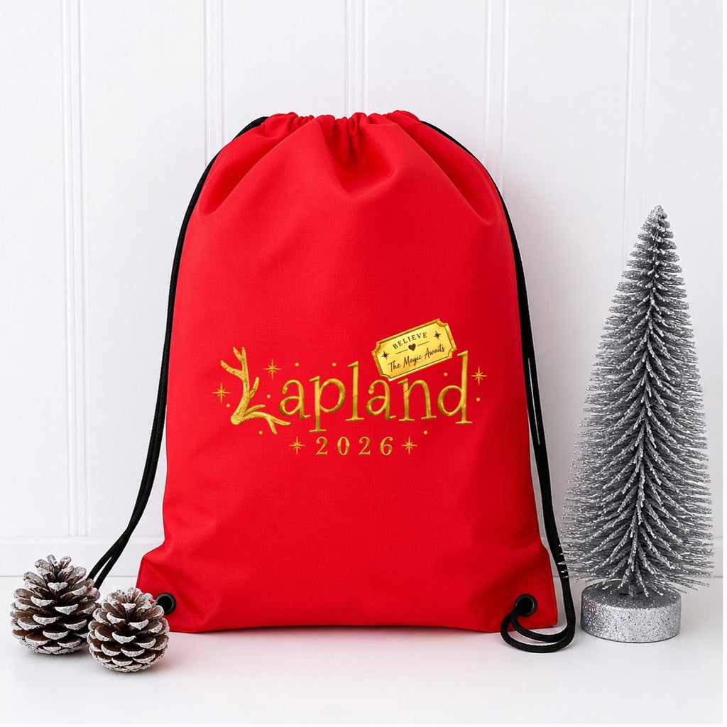 Personalised Lapland 2026 Drawstring Bag, bag for Lapland trip, Lapland reveal gift