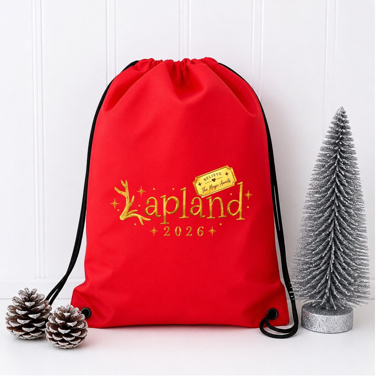 Personalised Lapland 2026 Drawstring Bag, bag for Lapland trip, Lapland reveal gift