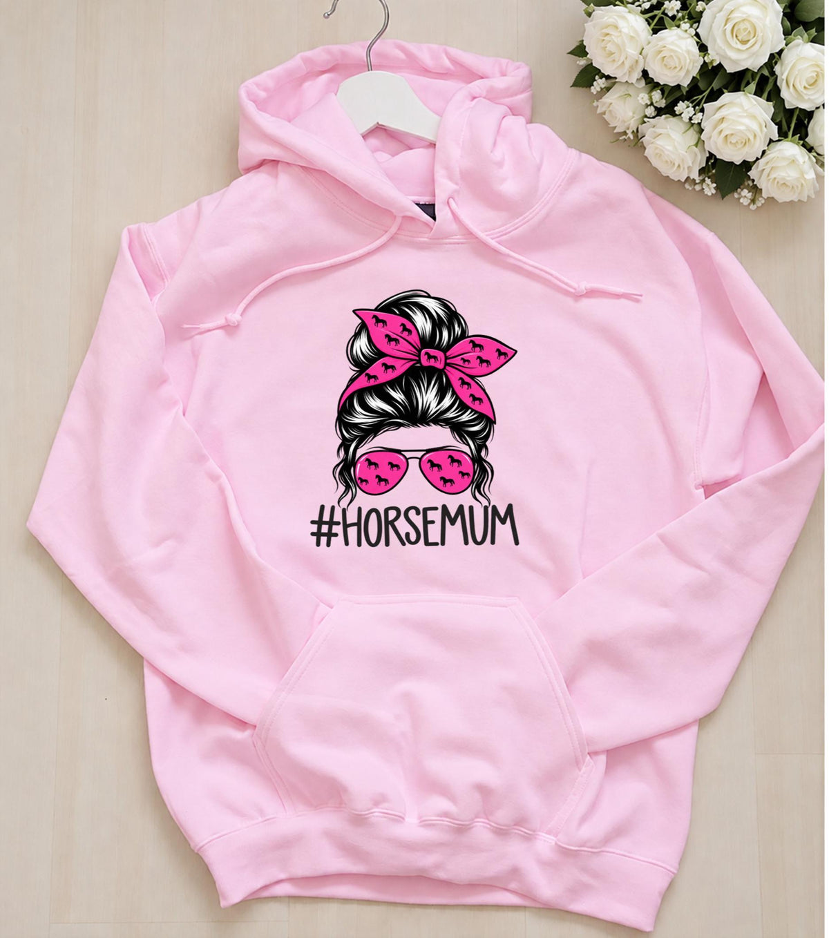 Personalised Messy Bun Horse Mum Hoodie