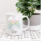 Personalised Pastel Rainbow Bunny Ears Easter Mug