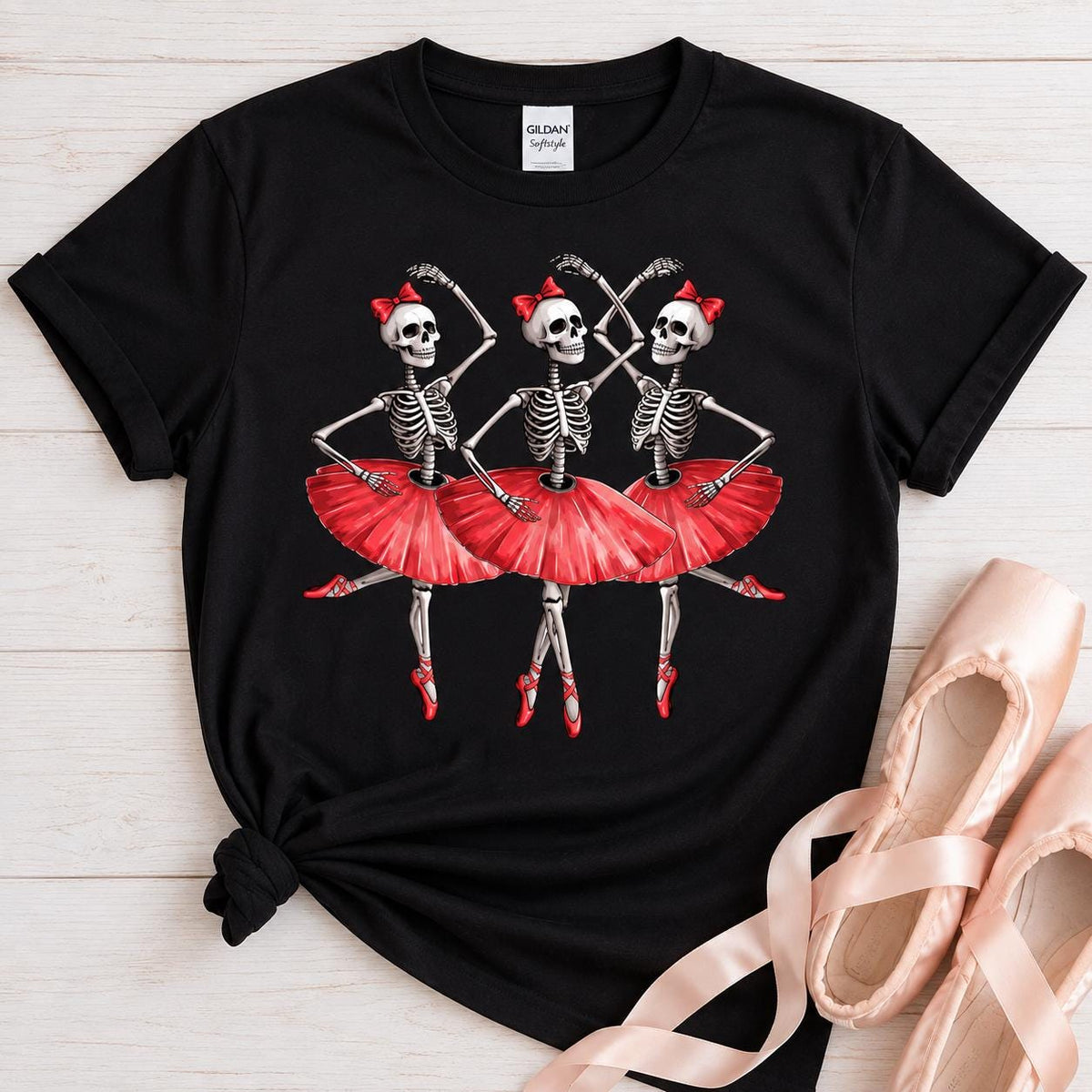 Skeleton Ballerina Halloween T-Shirt, Spooky Dance Gift
