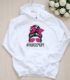 Personalised Messy Bun Horse Mum Hoodie