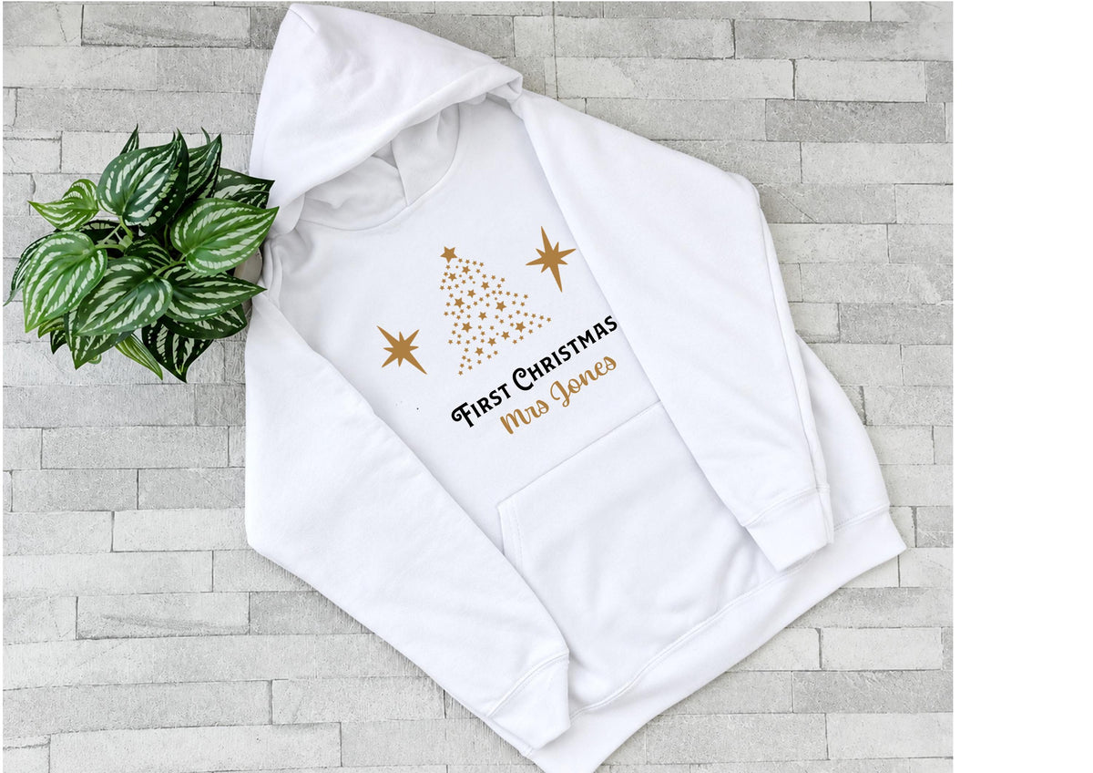 Personalised First Christmas as a Mrs hoodie