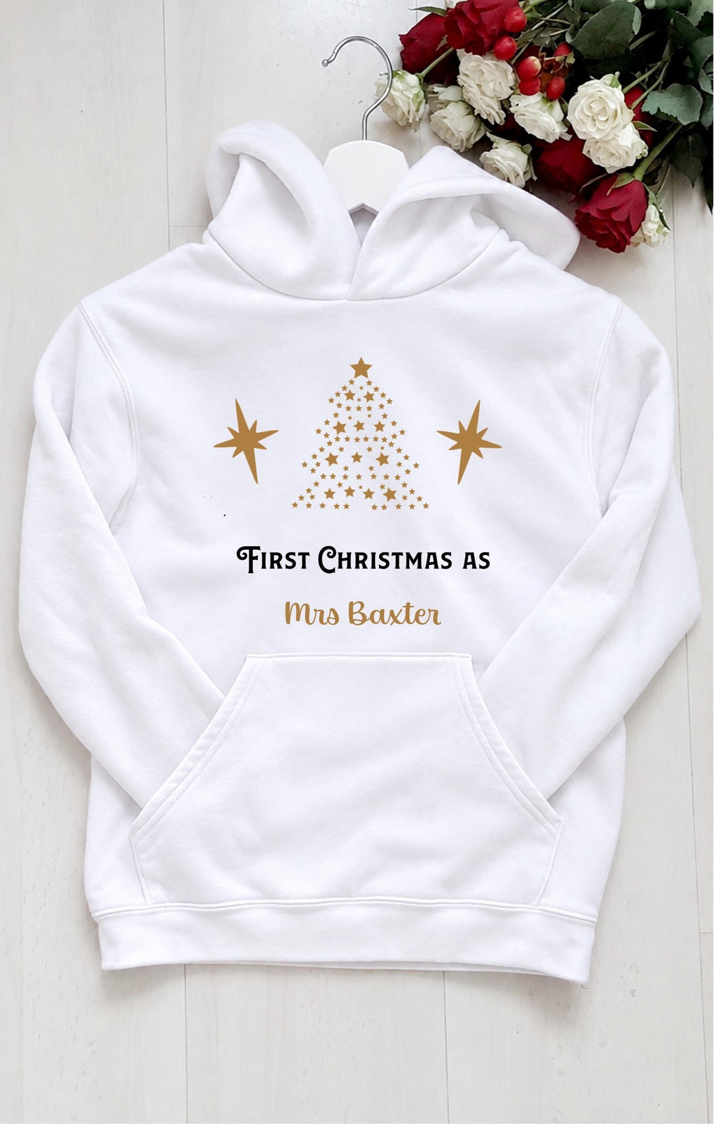 Personalised First Christmas as a Mrs hoodie