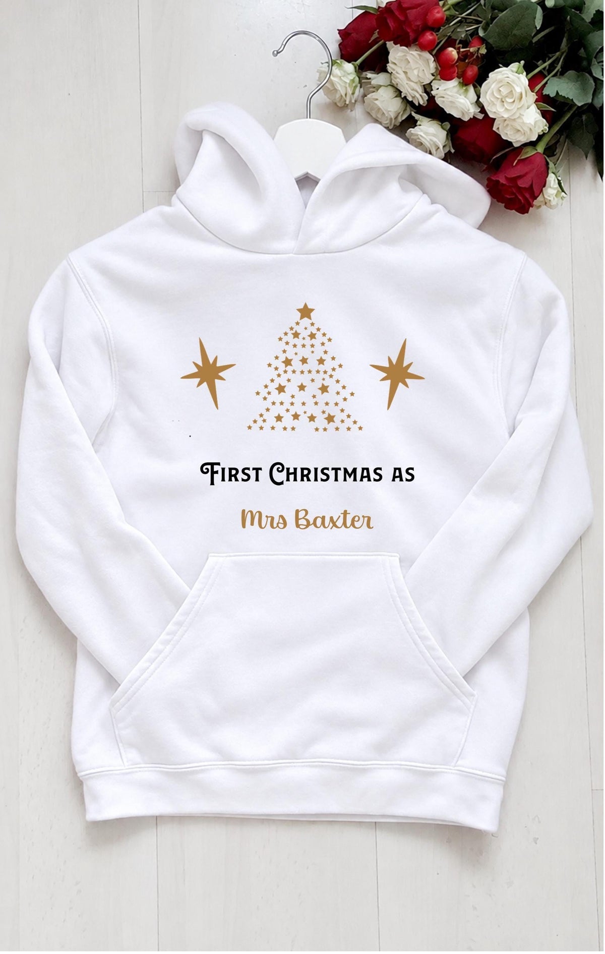 Personalised First Christmas as a Mrs hoodie