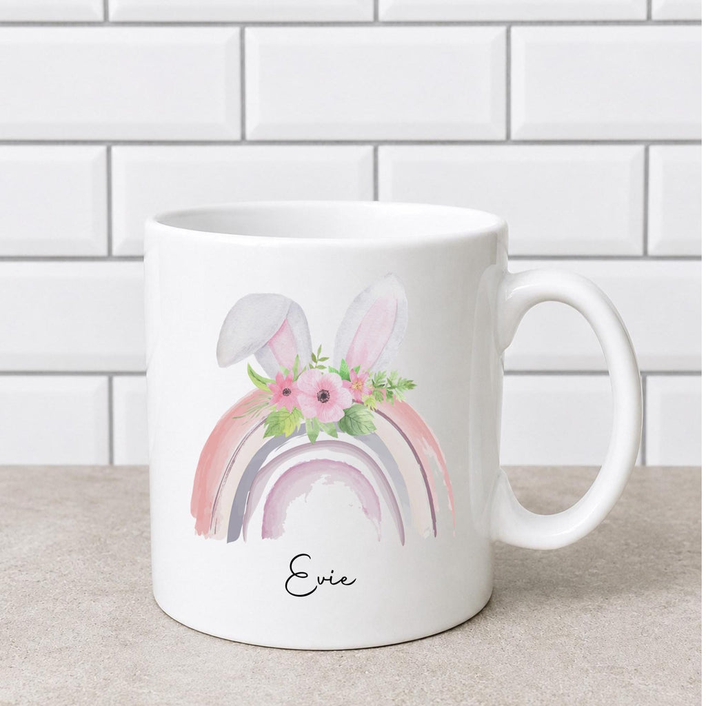 Personalised Pastel Rainbow Bunny Ears Easter Mug