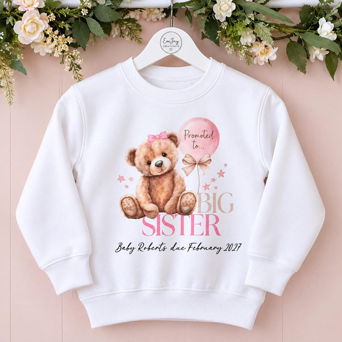 Personalised Big Sister Sweatshirt, Promoted to Big Sister, New Baby Gift