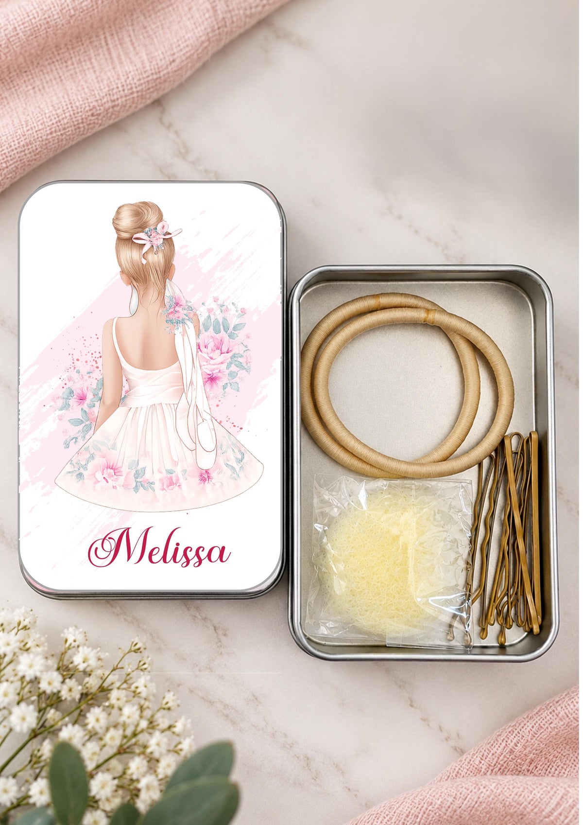 Personalised Dance Hair Kit, Ballet Bun Kit, Dancer Gift, Hair Essentials Tin
