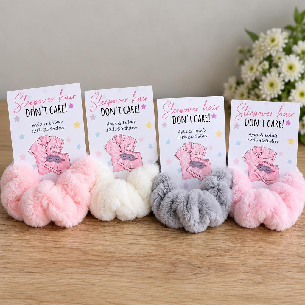 Personalised Sleepover Scrunchie Party Favours, Girls Sleepover Party Bag Fillers