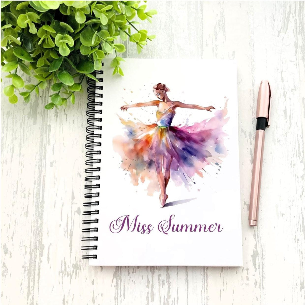 Personalised Ballerina Notebook, Ballet Dance Journal, A5