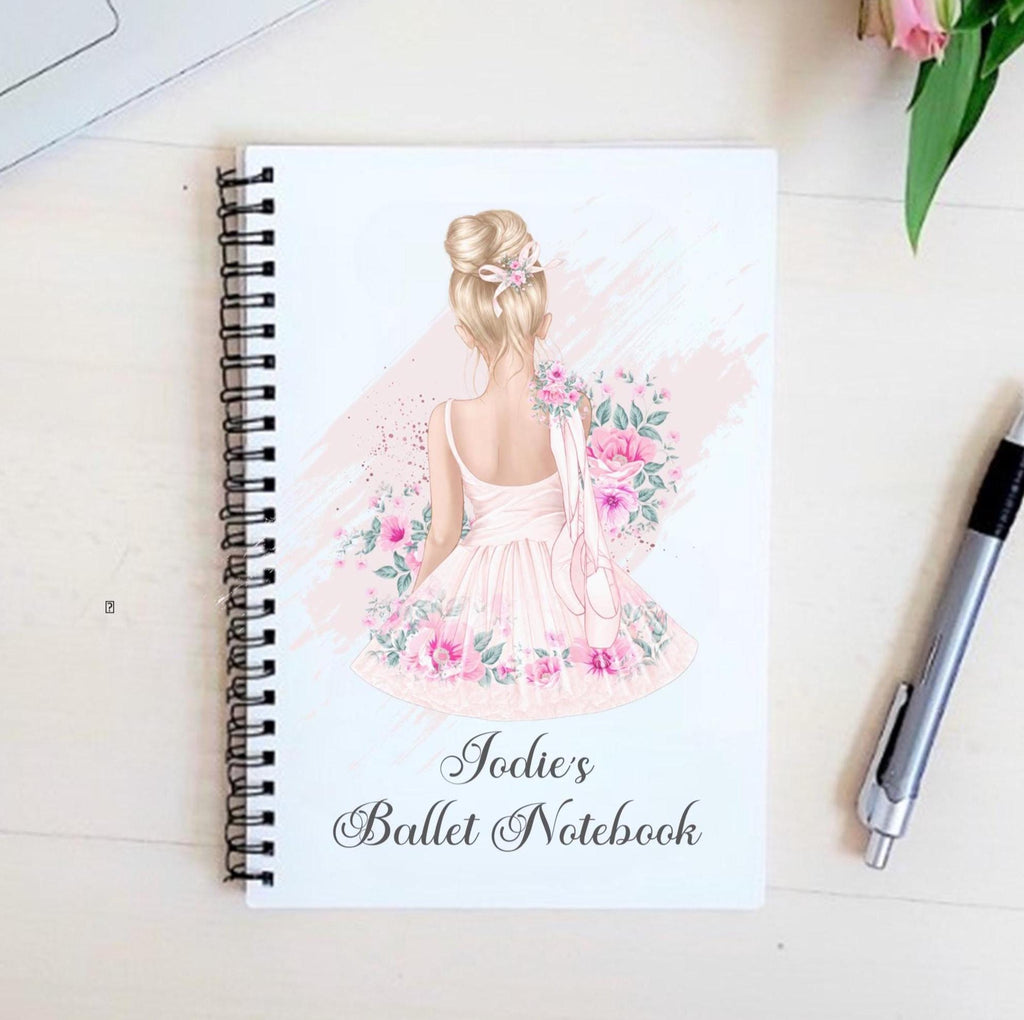 Personalised Ballerina Notebook, Ballet Dance Journal, A5 Notebook