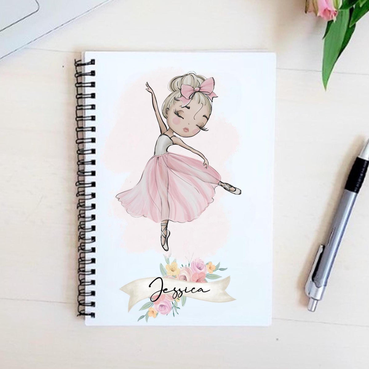Personalised Ballerina Notebook, Ballet Dance Journal, A5 Dance Gift