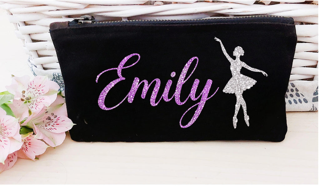 Personalised Ballet Makeup Bag, Dance Pouch, Ballerina Gift