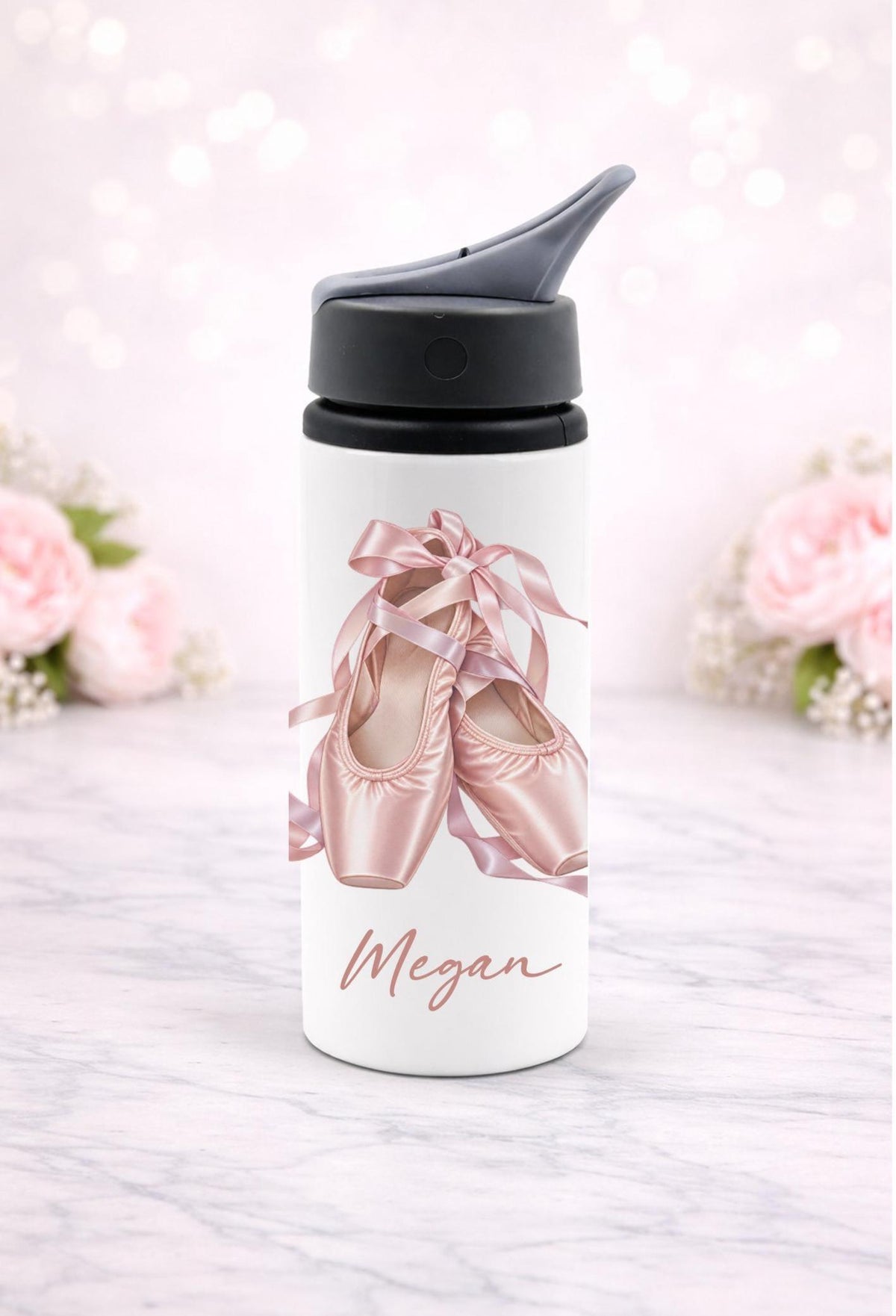 Personalised Ballet Water Bottle, Ballet Shoes Bottle, Dance Gift for Girls