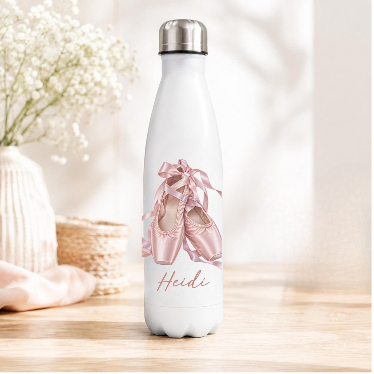 Personalised Ballet Water Bottle, Ballet Shoes Bottle, Dance Gift for Girls