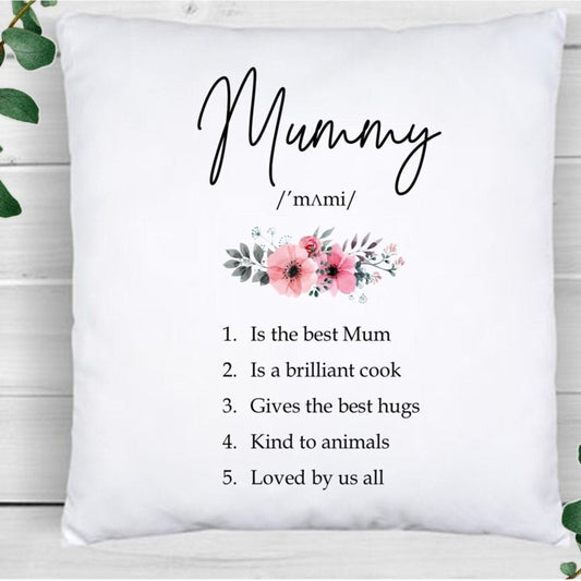 Personalised Mum cushion, things we love about Mum, Mother's Day gift, cushion for Mum