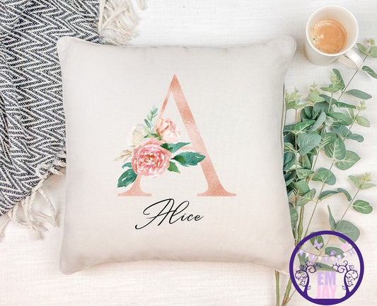 Personalised initial/monogram cushion, ladies' personalised cushion, Monogram cushion