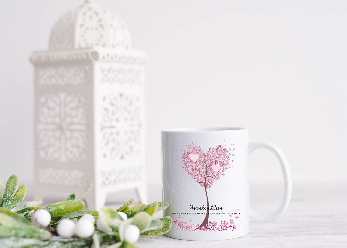 Grandchildren floral blossom mug, personalised mug, personalised gift for Nan, Grandma