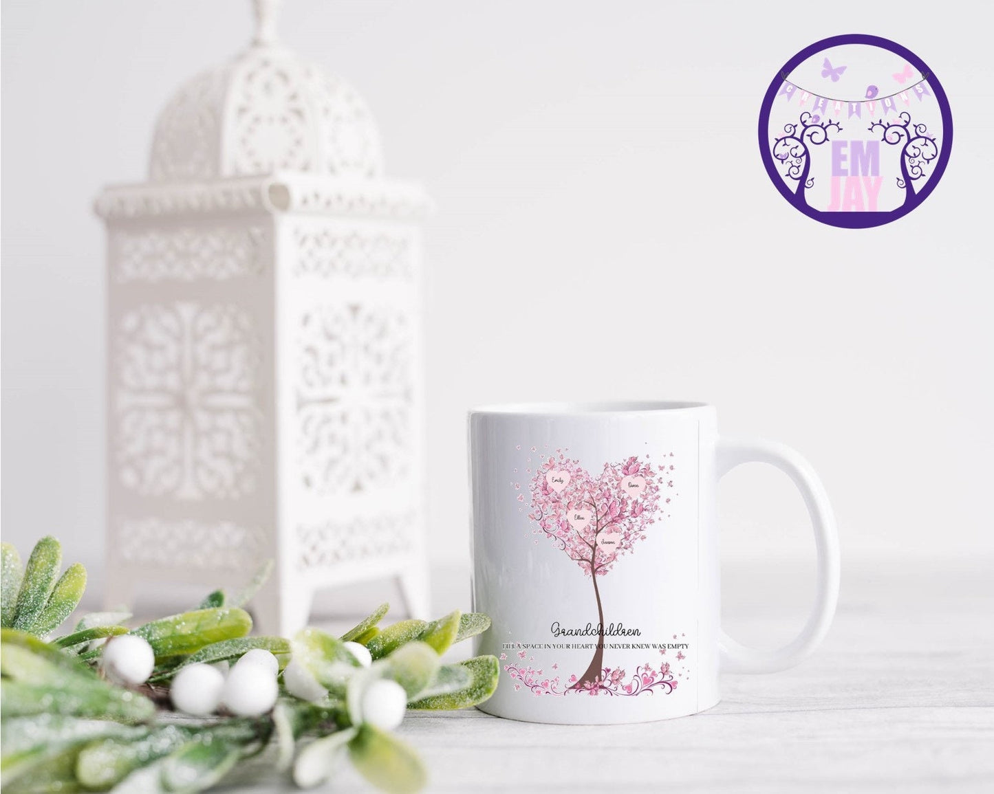 Grandchildren floral blossom mug, personalised mug, personalised gift for Nan, Grandma