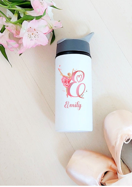 Personalised ballerina water bottle, rose ballerina, gift for teenage ballerina, older girl's water bottle