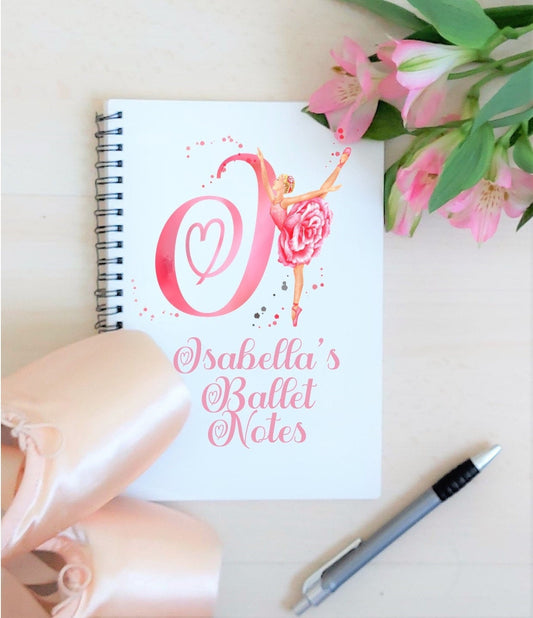 Personalised ballet note book, dance notebook, A5 notebook