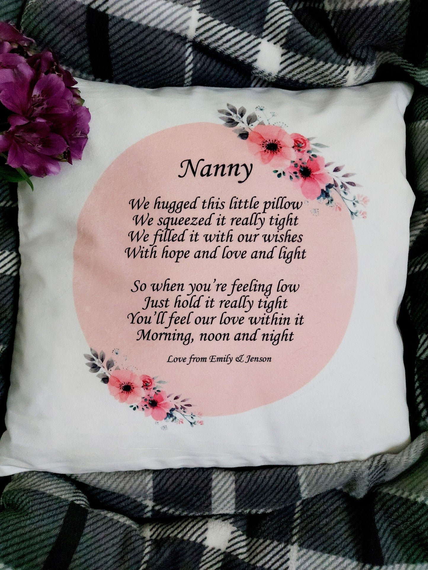 Personalised hug cushion "We hugged this little pillow; Mum, Mummy, Nan, Nanna, Gran, Mother's Day gift,