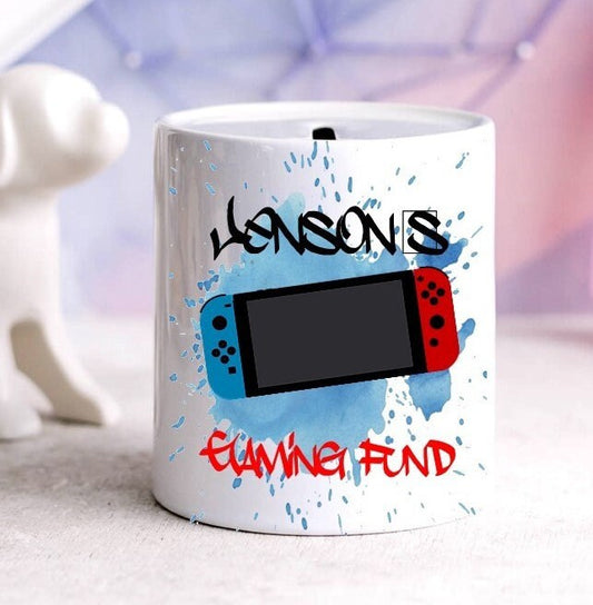 Personalised gaming fund money box, gamer gift, gamer moneybox