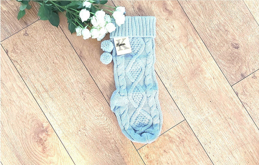 Personalised Christmas stocking, personalised knitted Christmas stocking, grey Christmas stocking