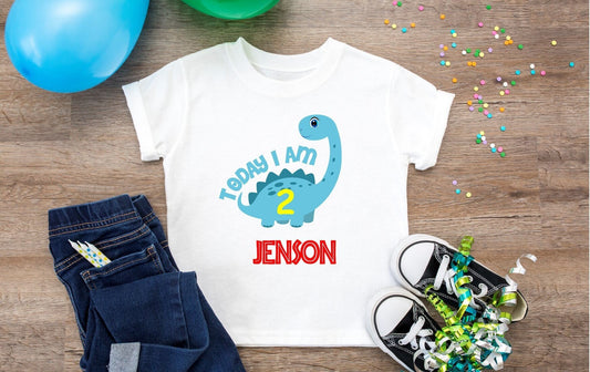 Personalised boys birthday T-Shirt, Dinosaur birthday top