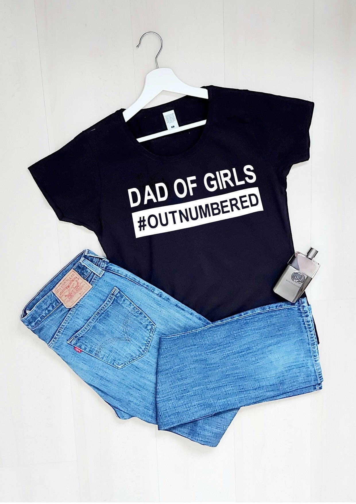 Personalised Dad of Girls Outnumbered tshirt, Men's t-shirt, Father's Day t-shirt,