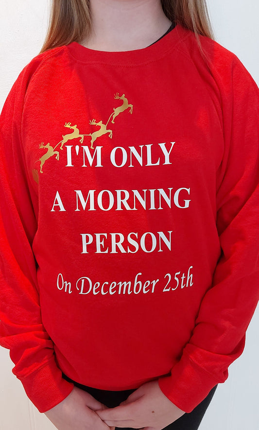 I'm only a morning person on December 25th red Christmas hoodie/sweatshirt