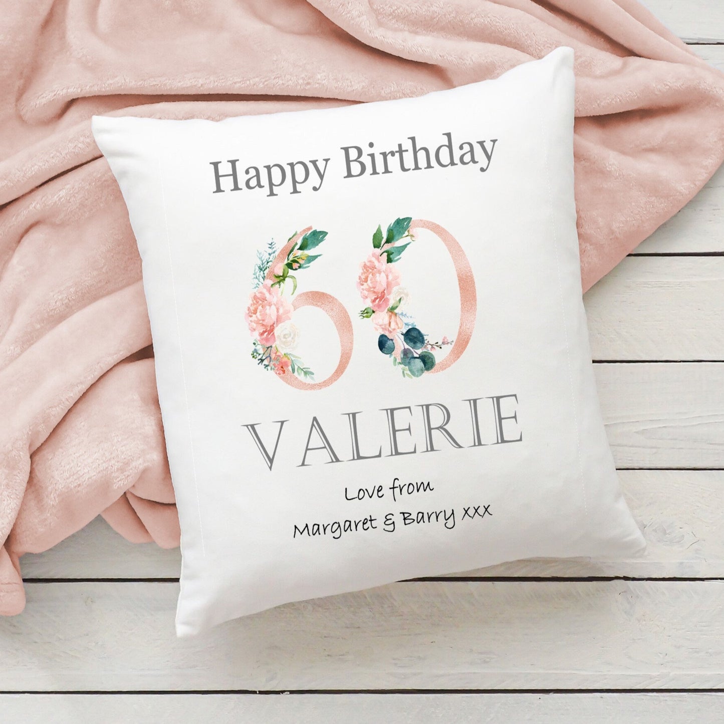 Personalised 60th Birthday cushion, 60th Birthday gift, Monogram cushion, initial cushion, gift for her